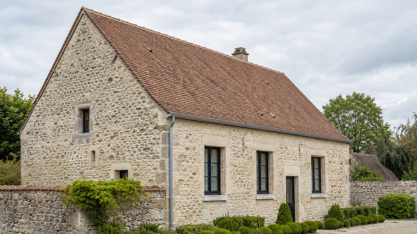 Rénovation d'une maison ancienne en pierre et de sa toiture dans le Vexin